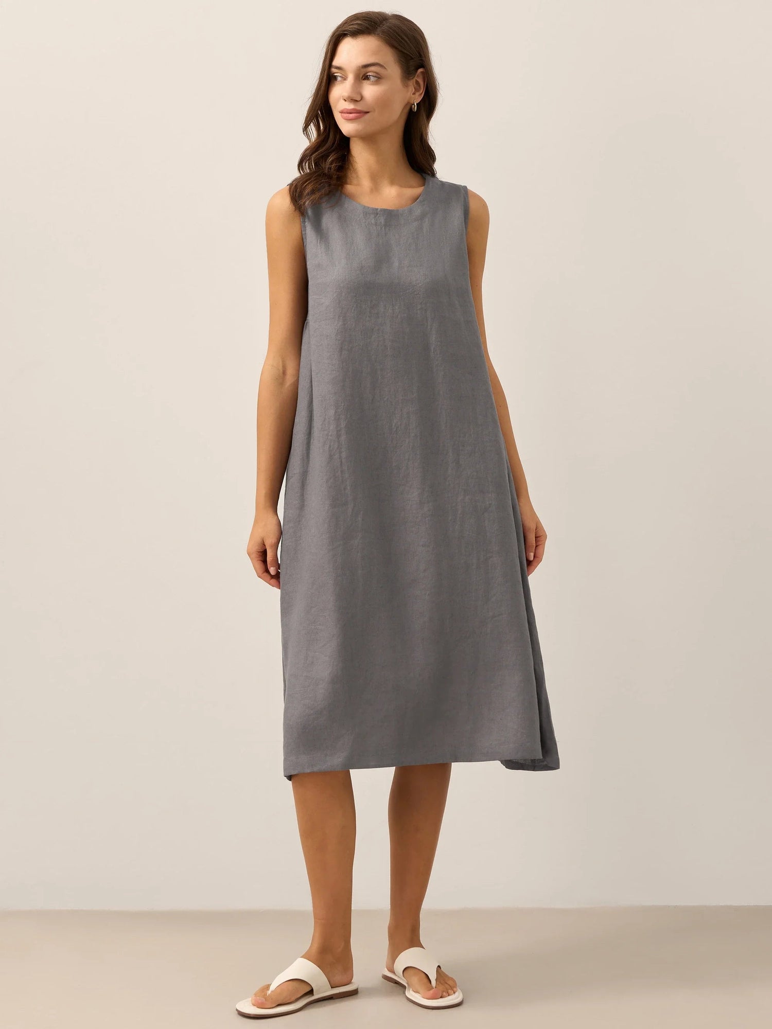 100% Linen Sleeveless Dress SIENNA 