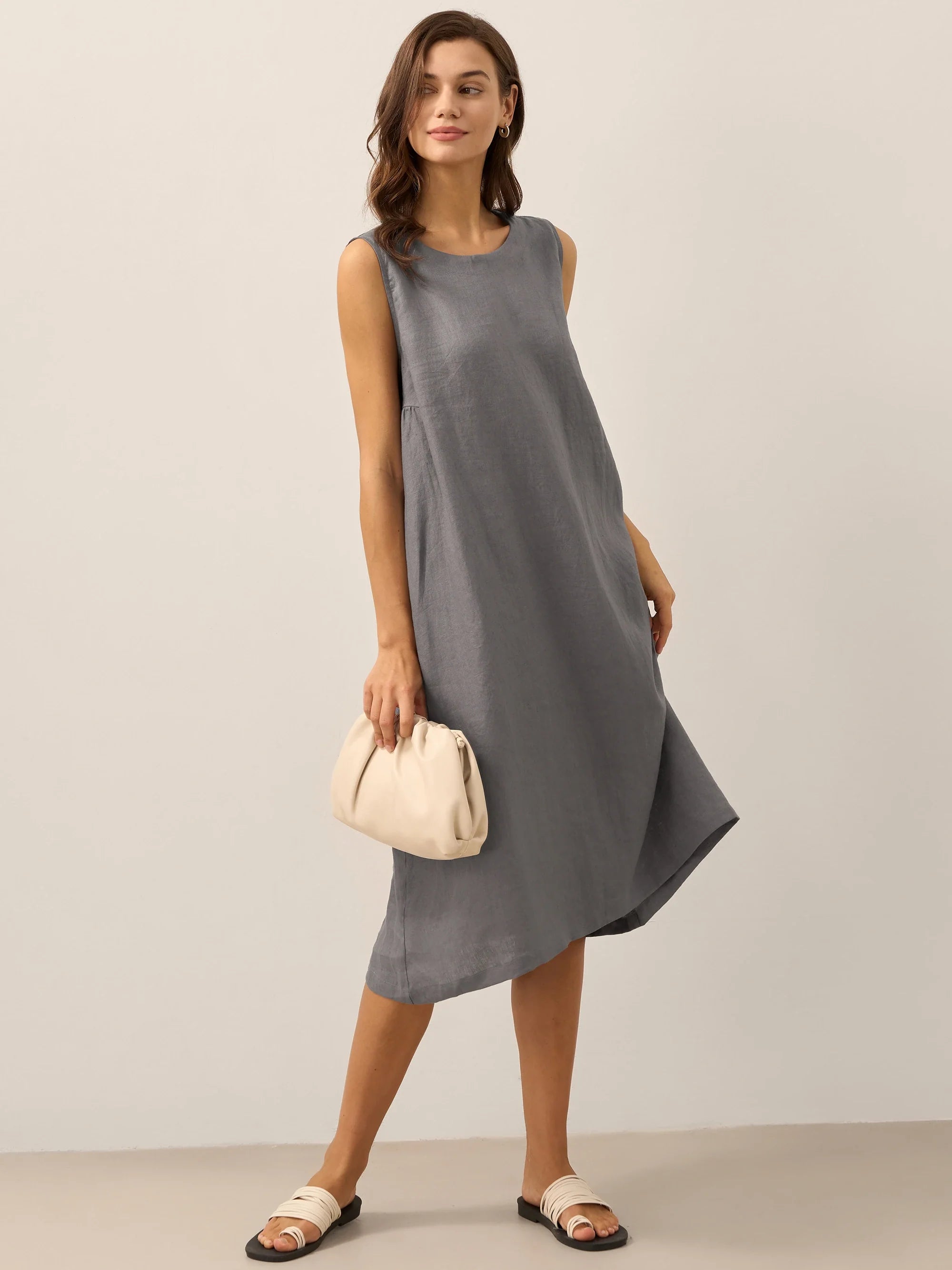 100% Linen Sleeveless Dress SIENNA by LINTICO