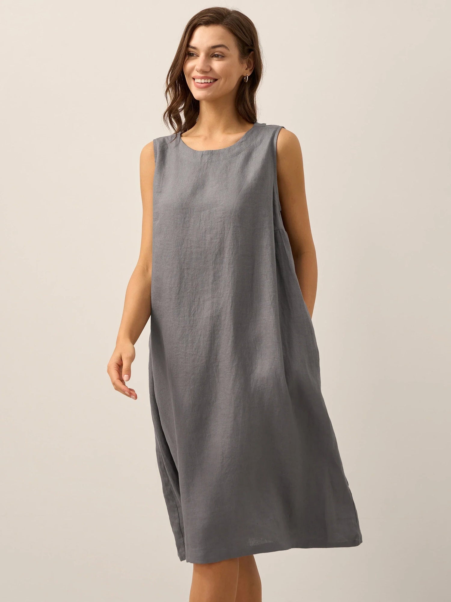 100% Linen Sleeveless Dress SIENNA 