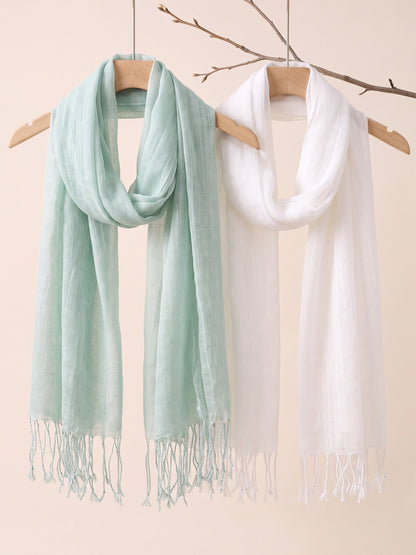 100% Linen Lightweight Solid Color Scarf BIANCA