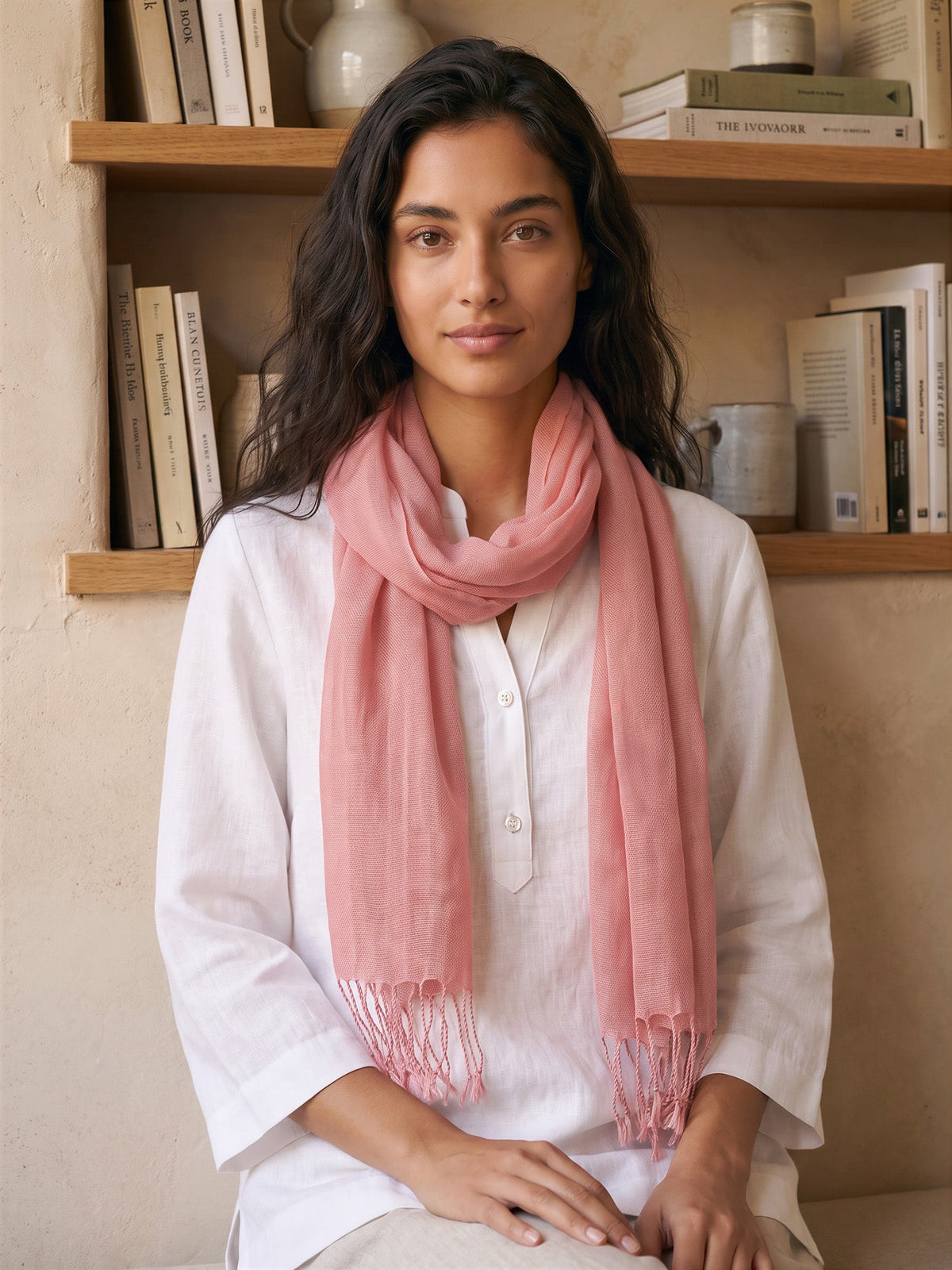 100% Linen Lightweight Solid Color Scarf BIANCA