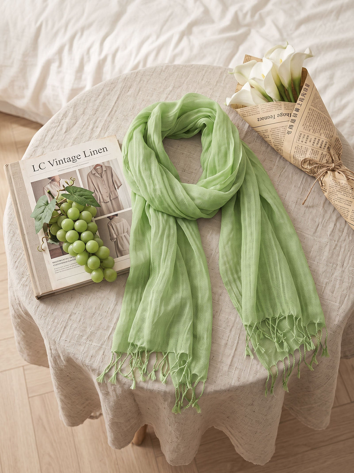 100% Linen Lightweight Solid Color Scarf BIANCA