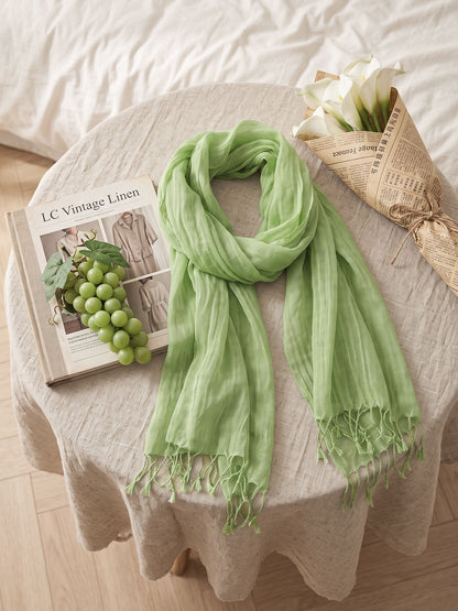 100% Linen Lightweight Solid Color Scarf BIANCA