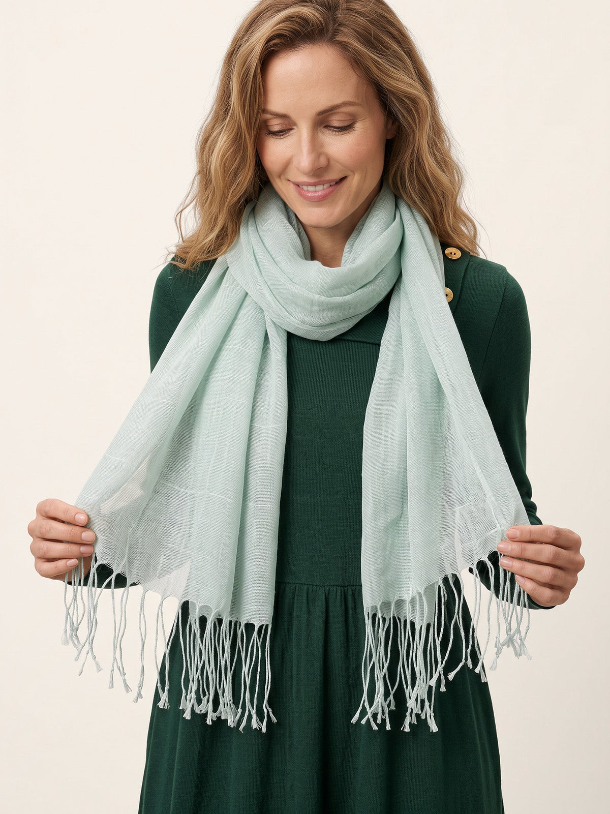 100% Linen Lightweight Solid Color Scarf BIANCA