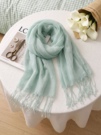 100% Linen Lightweight Solid Color Scarf BIANCA