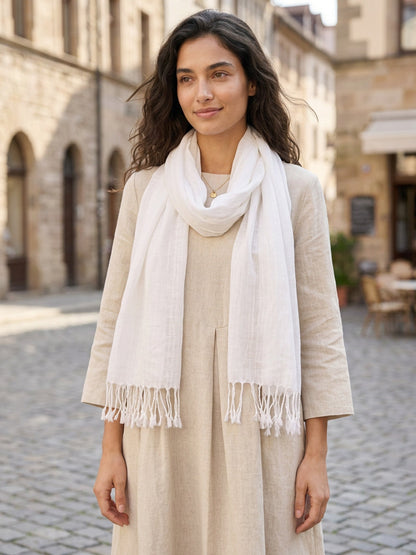 100% Linen Lightweight Solid Color Scarf BIANCA