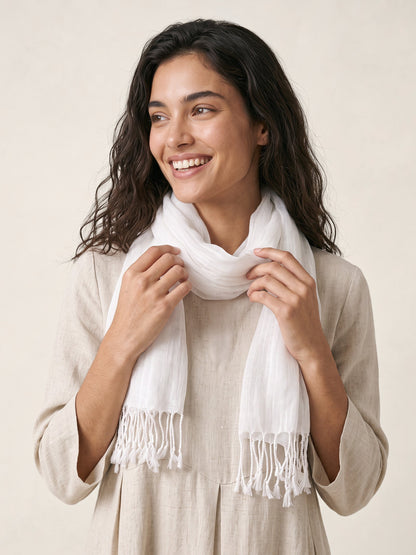 100% Linen Lightweight Solid Color Scarf BIANCA