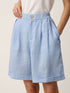 100% Linen Pleated Cuffed Shorts IRISSA by LINTICO
