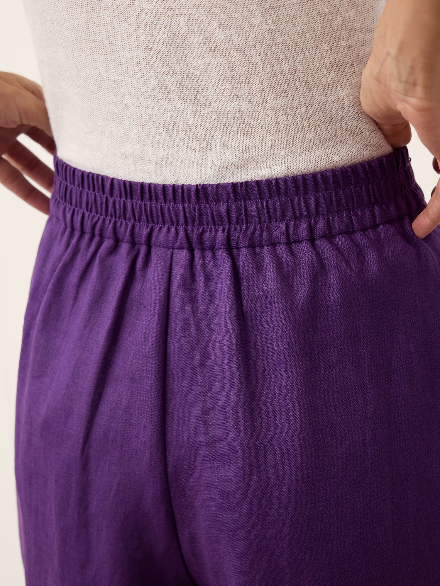 100% Linen Pleated Waist Wide Leg Pants LOUISA by LINTICO