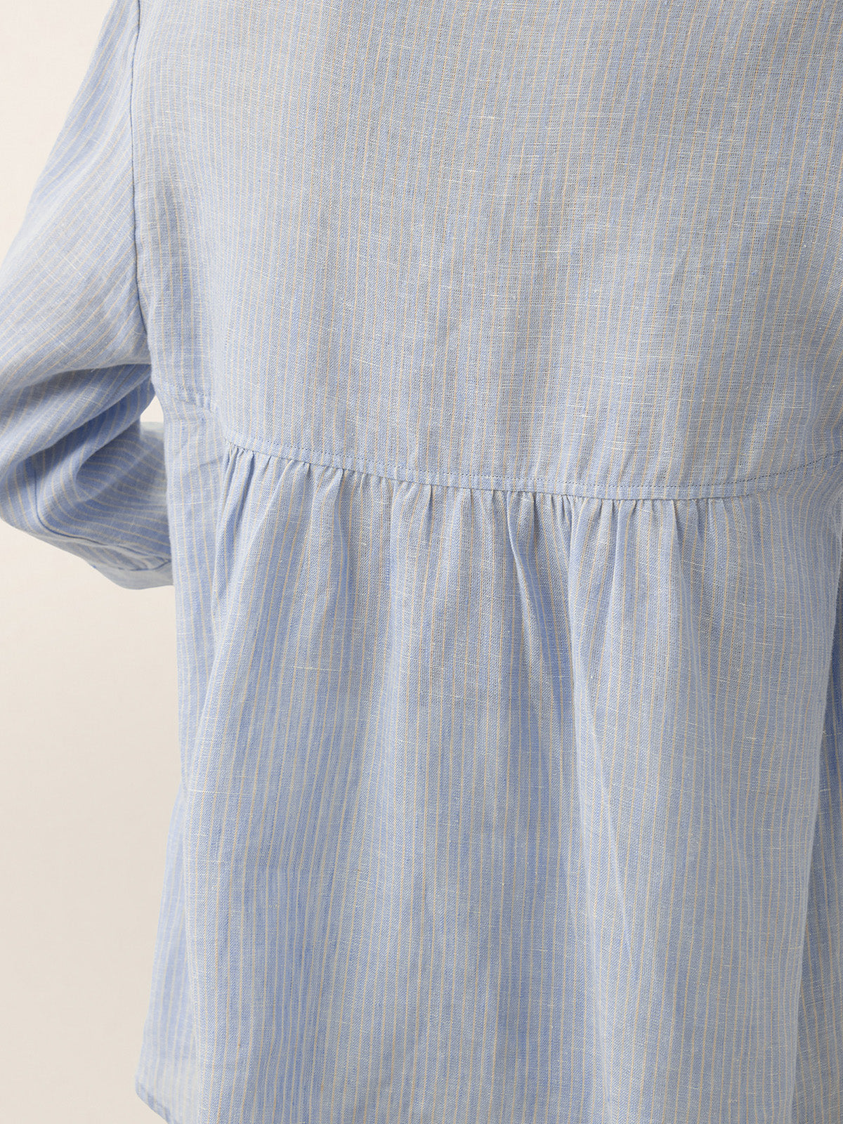 100% Linen Round Neck Artistic Stripe Top FLORENCE by LINTICO
