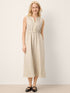 100% Linen Ruffle Trim Elasticated Waist Sleeveless Midi Dress LUCINDA by LINTICO