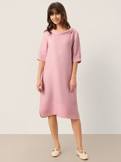 100% Linen Sculpted Bateau Tie-Back Midi Dress SABRINA by LINTICO