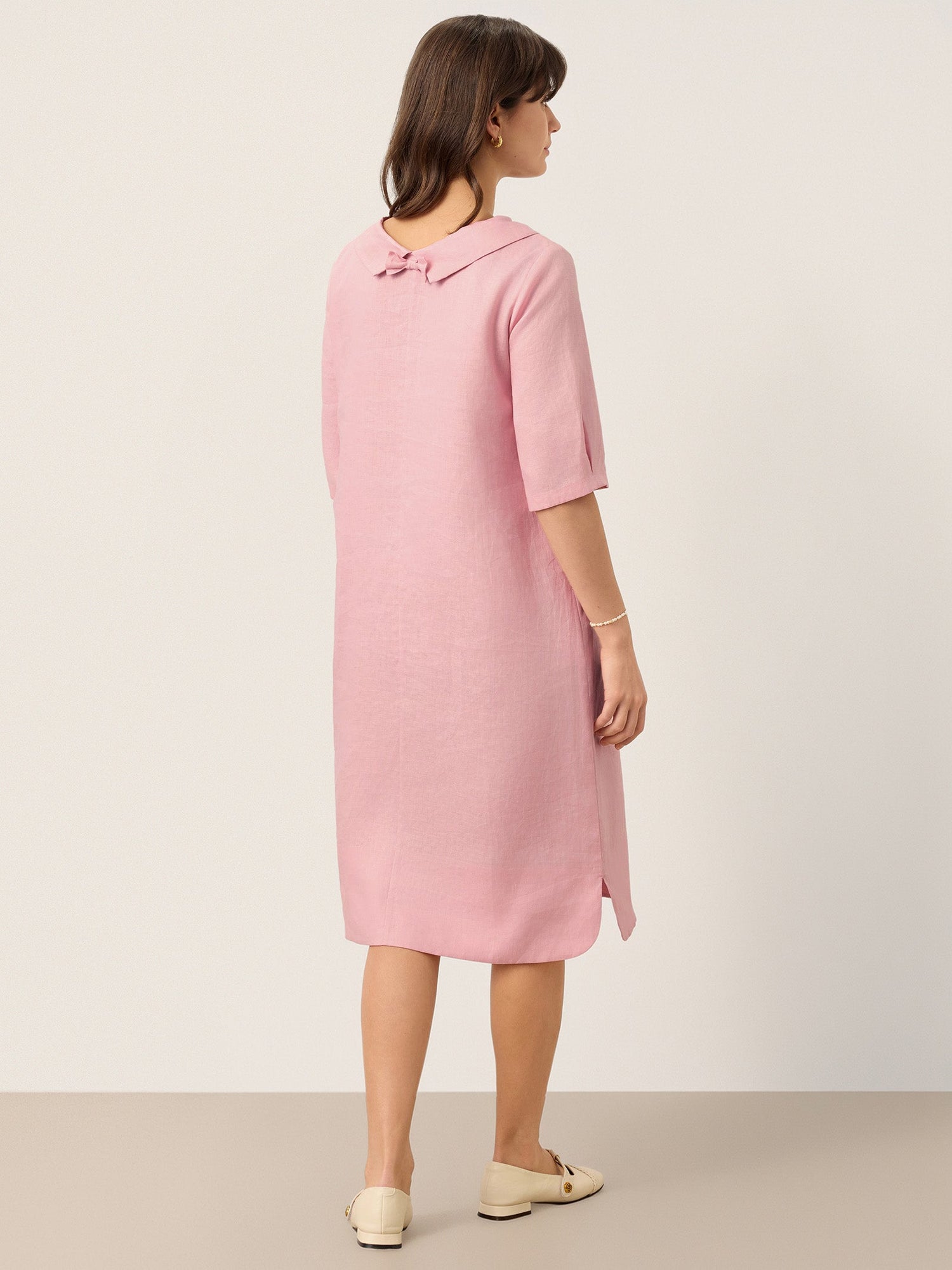 100% Linen Sculpted Bateau Tie-Back Midi Dress SABRINA by LINTICO