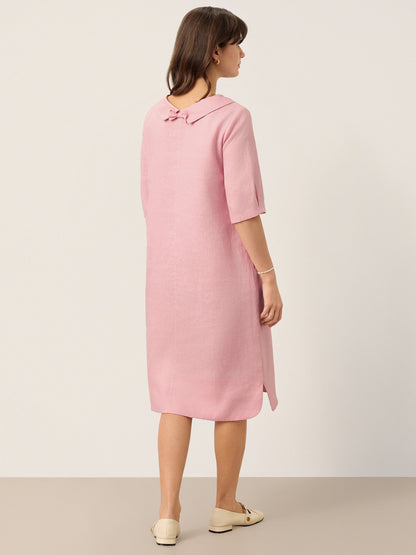 100% Linen Sculpted Bateau Tie-Back Midi Dress SABRINA by LINTICO