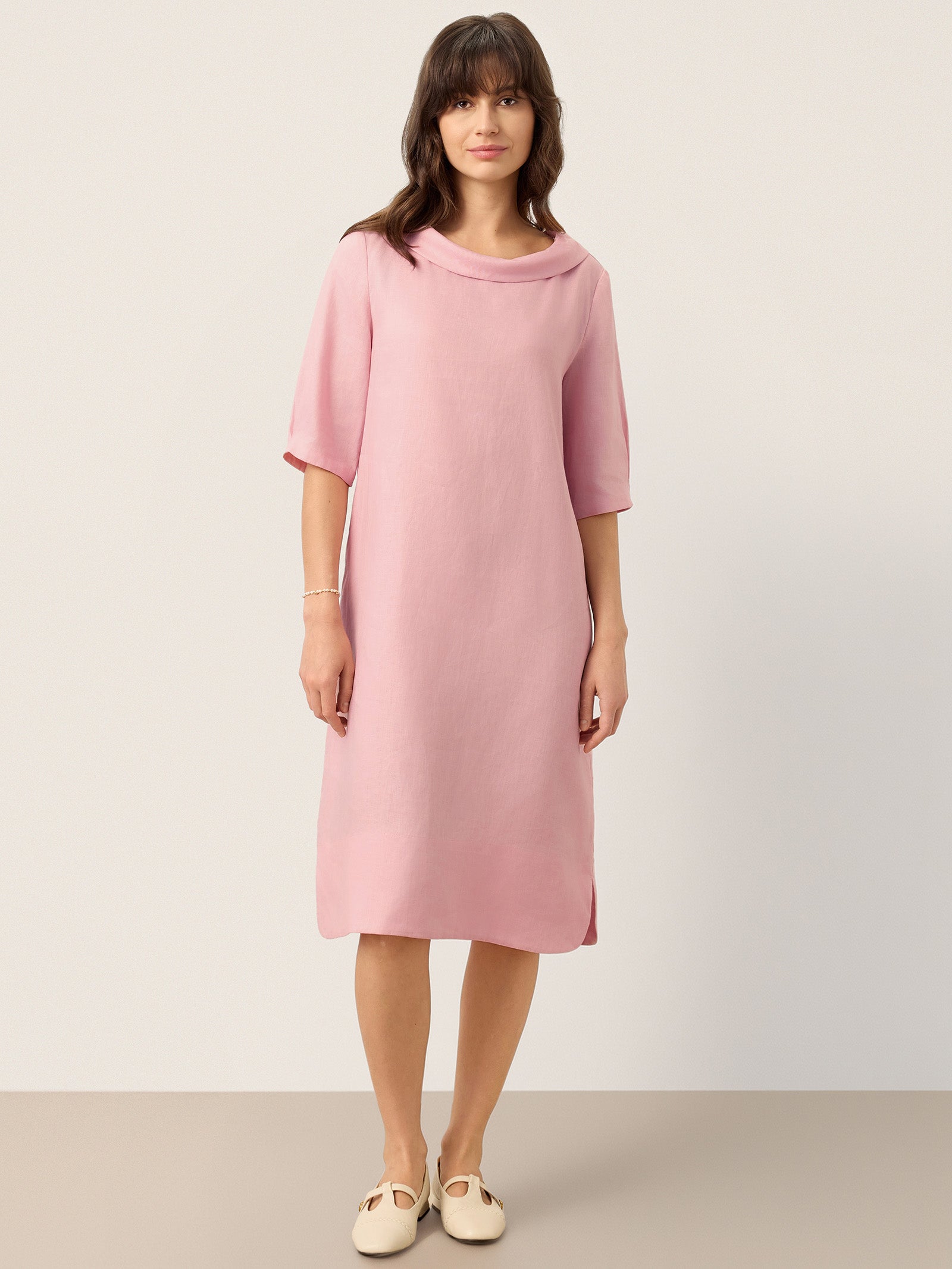 100% Linen Sculpted Bateau Tie-Back Midi Dress SABRINA by LINTICO