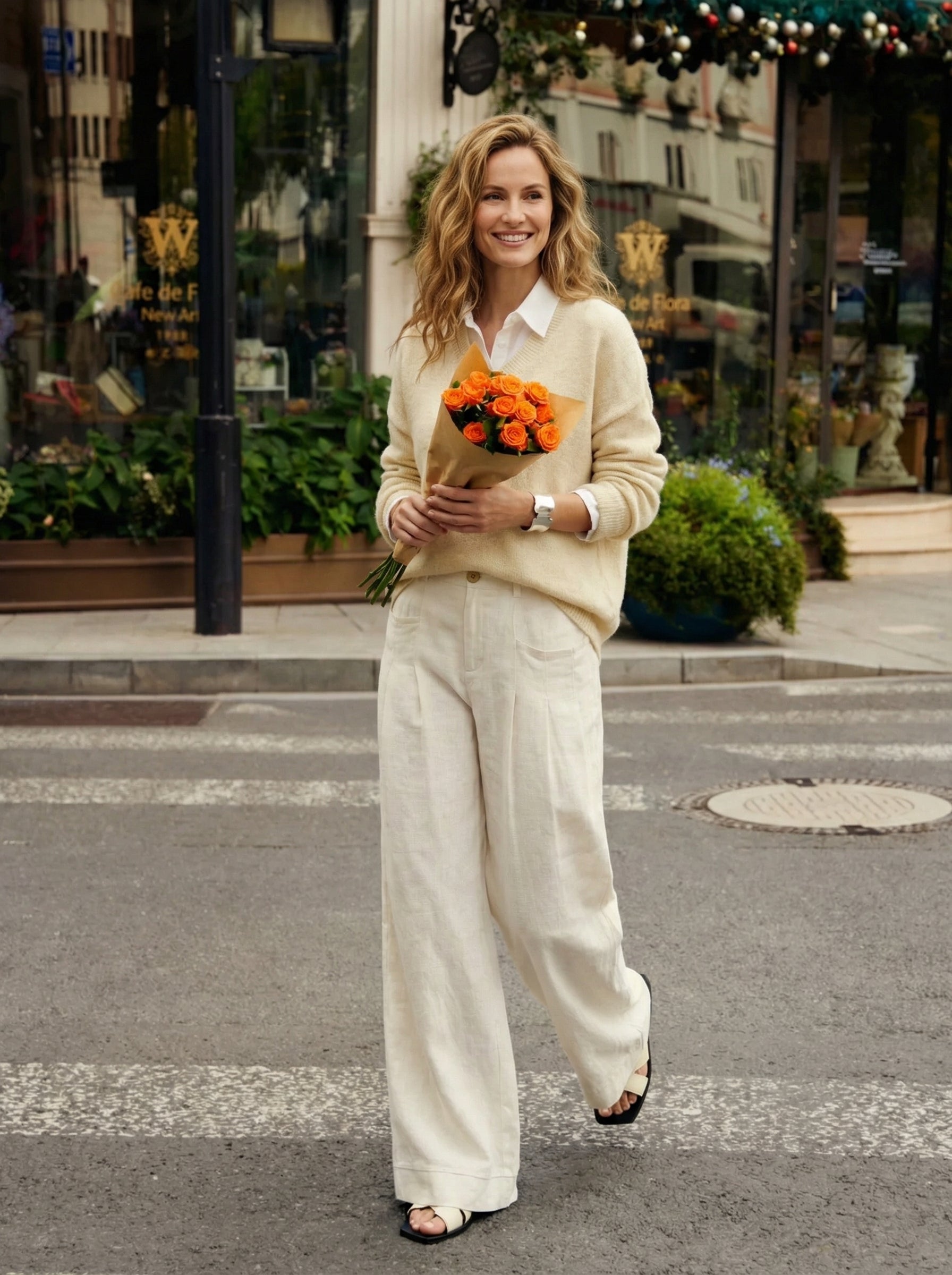 100% Linen Sculpted Pleat Elasticated Back Relaxed Pants VERIDIANA by LINTICO