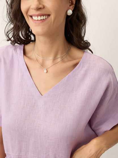 100% Linen Sculpted Waist Batwing Midi Dress TIVIA by LINTICO