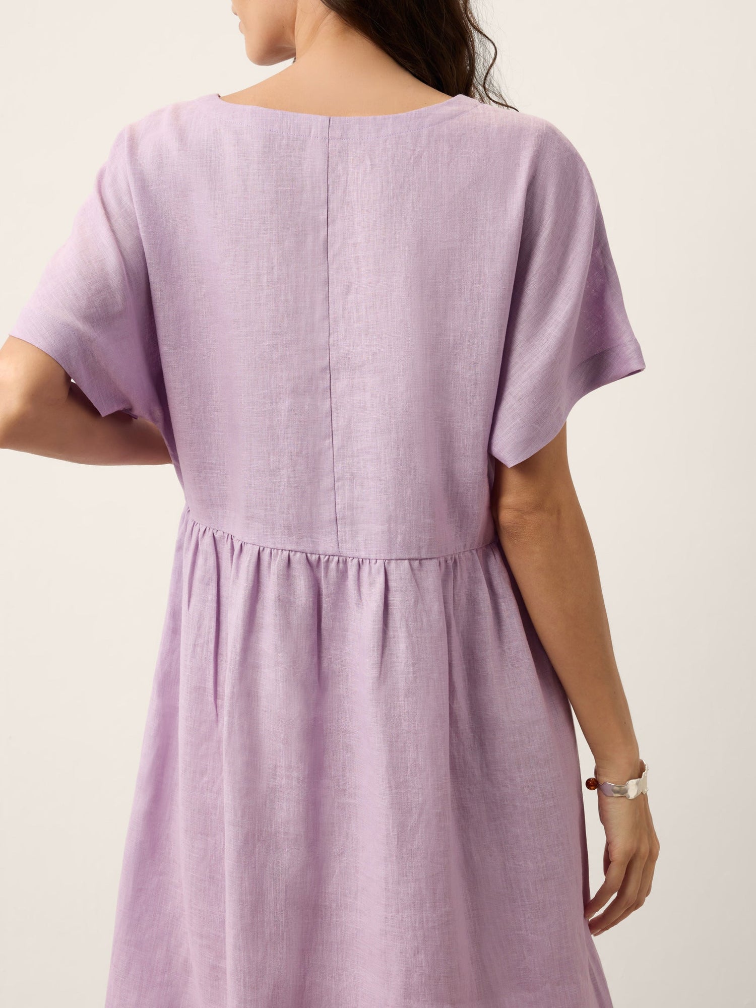 100% Linen Sculpted Waist Batwing Midi Dress TIVIA by LINTICO