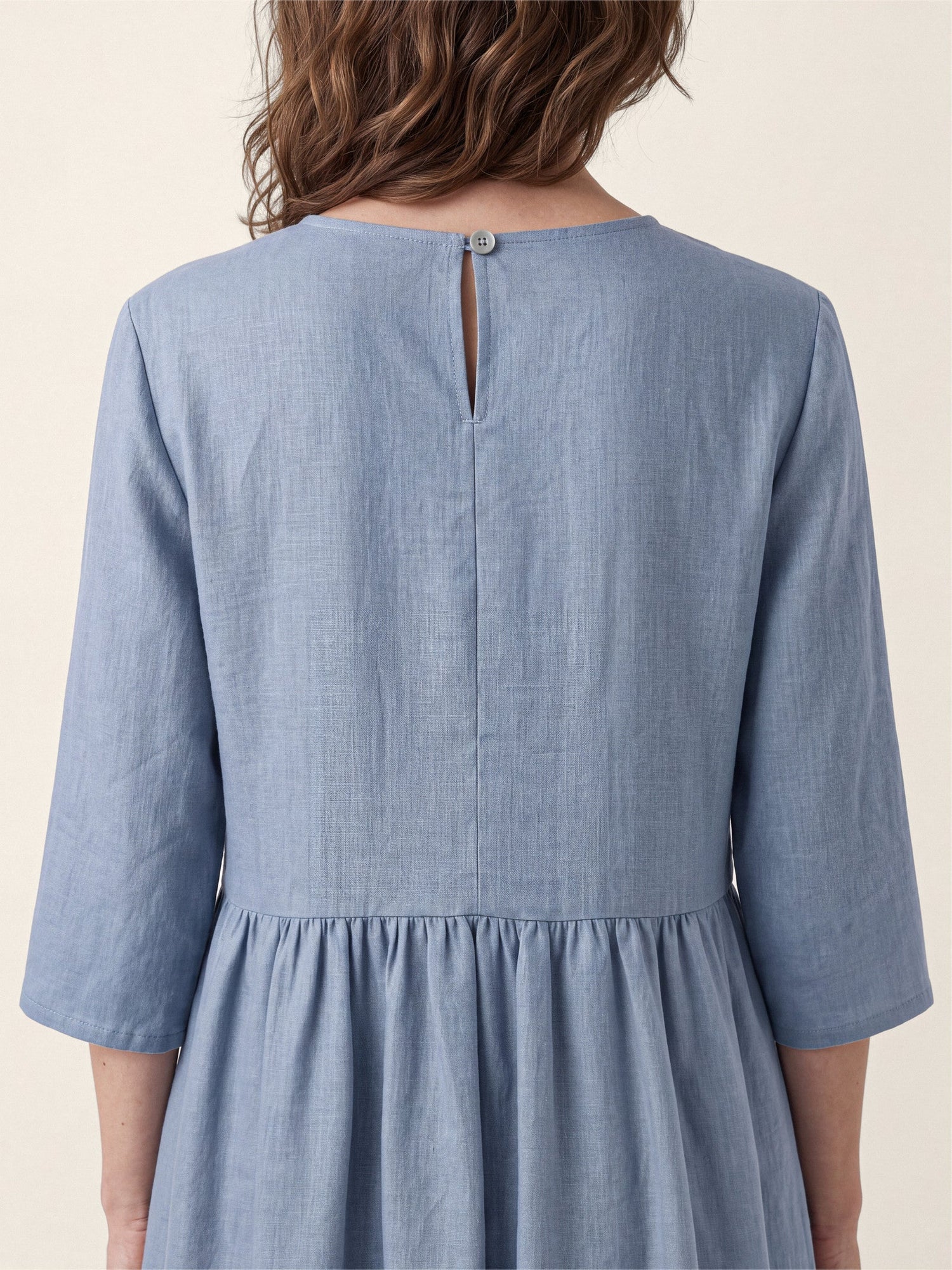 100% Linen Shell Button A-Line Midi Dress ELIORA  DestGlow