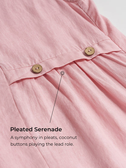 100% Linen Sleeveless Accordion Pleat Midi Dress TINA 