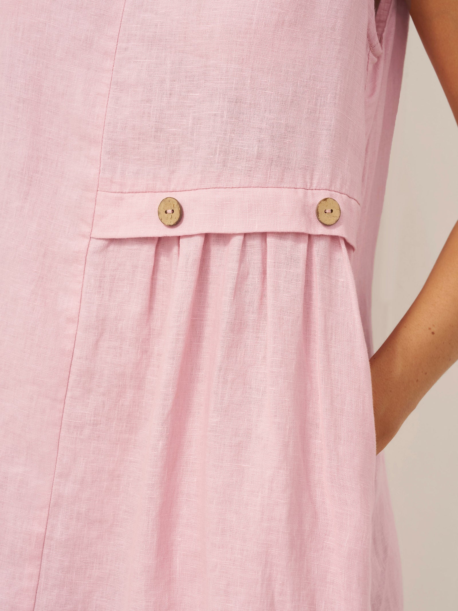 100% Linen Sleeveless Accordion Pleat Midi Dress TINA by LINTICO