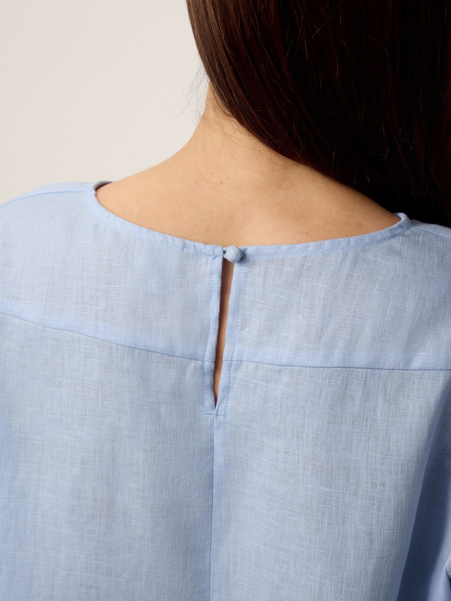 100% Linen Split-Neck Patch-Pocket Mini Dress KALINA by LINTICO