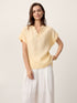 100% Linen Stand-Collar Curved-Hem Top CRESSA by LINTICO