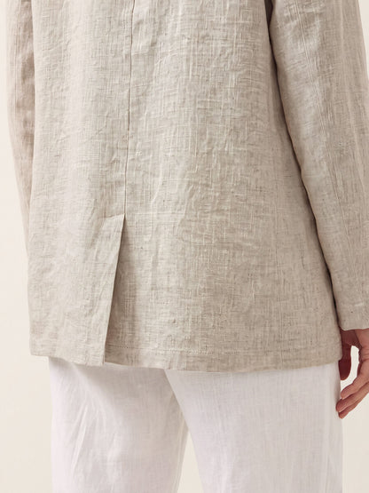100% Linen Stand Collar Princess Seam Jacket ALIDA  DestGlow