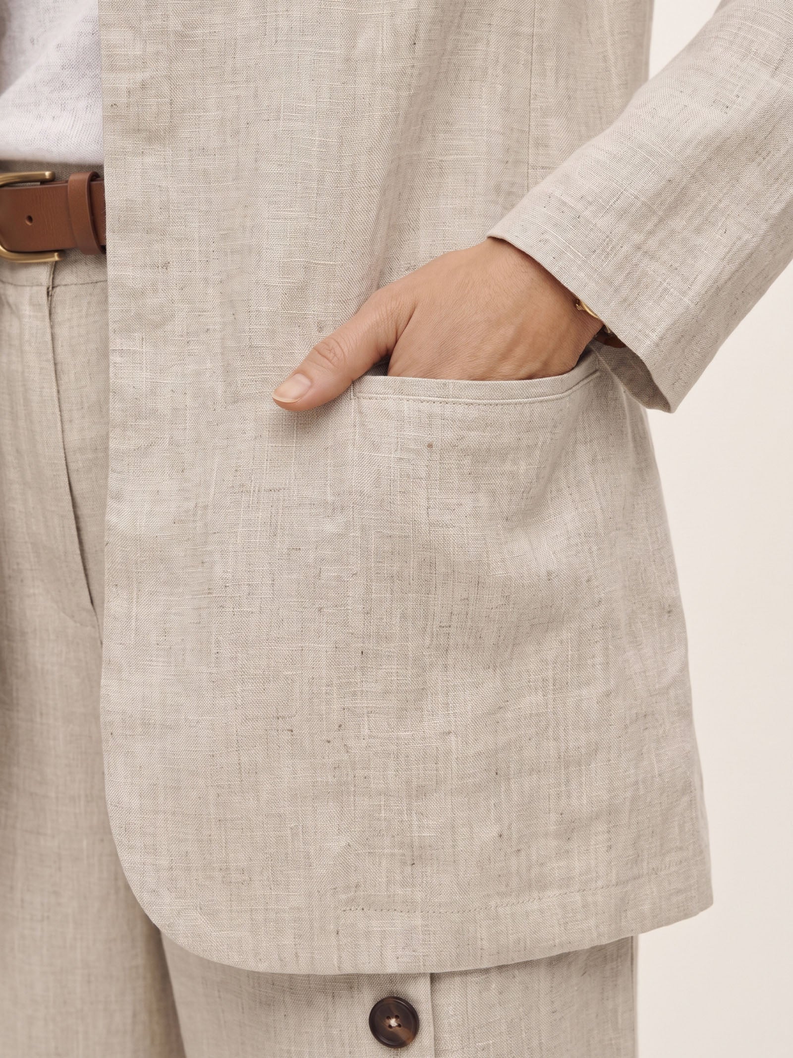 100% Linen Stand Collar Princess Seam Jacket ALIDA  DestGlow