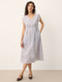100% Linen Striped Tailored Cap Sleeve Midi Dress AGNES by LINTICO