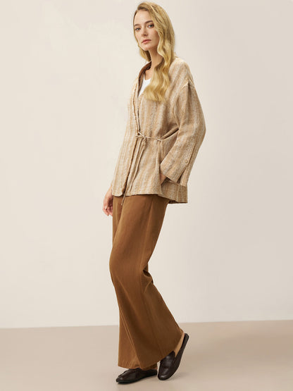 100% Linen Striped Wrap Jacket GENESIS by LINTICO