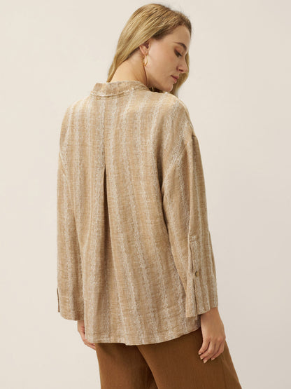 100% Linen Striped Wrap Jacket GENESIS by LINTICO