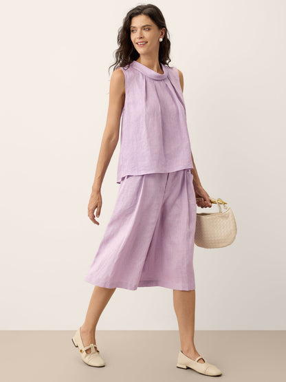 100% Linen Structured Collar Sleeveless Blouse BLAIR by LINTICO