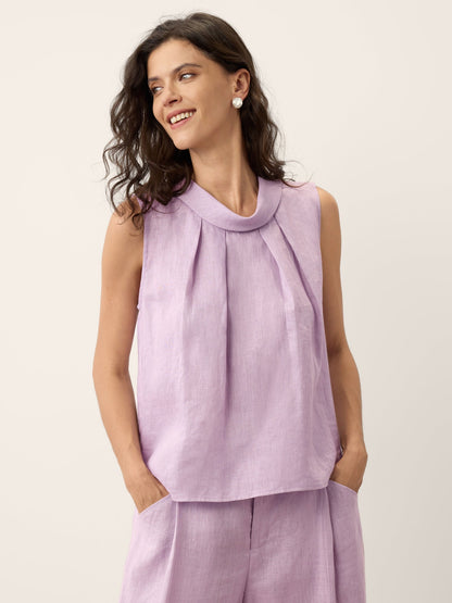 100% Linen Structured Collar Sleeveless Blouse BLAIR by LINTICO