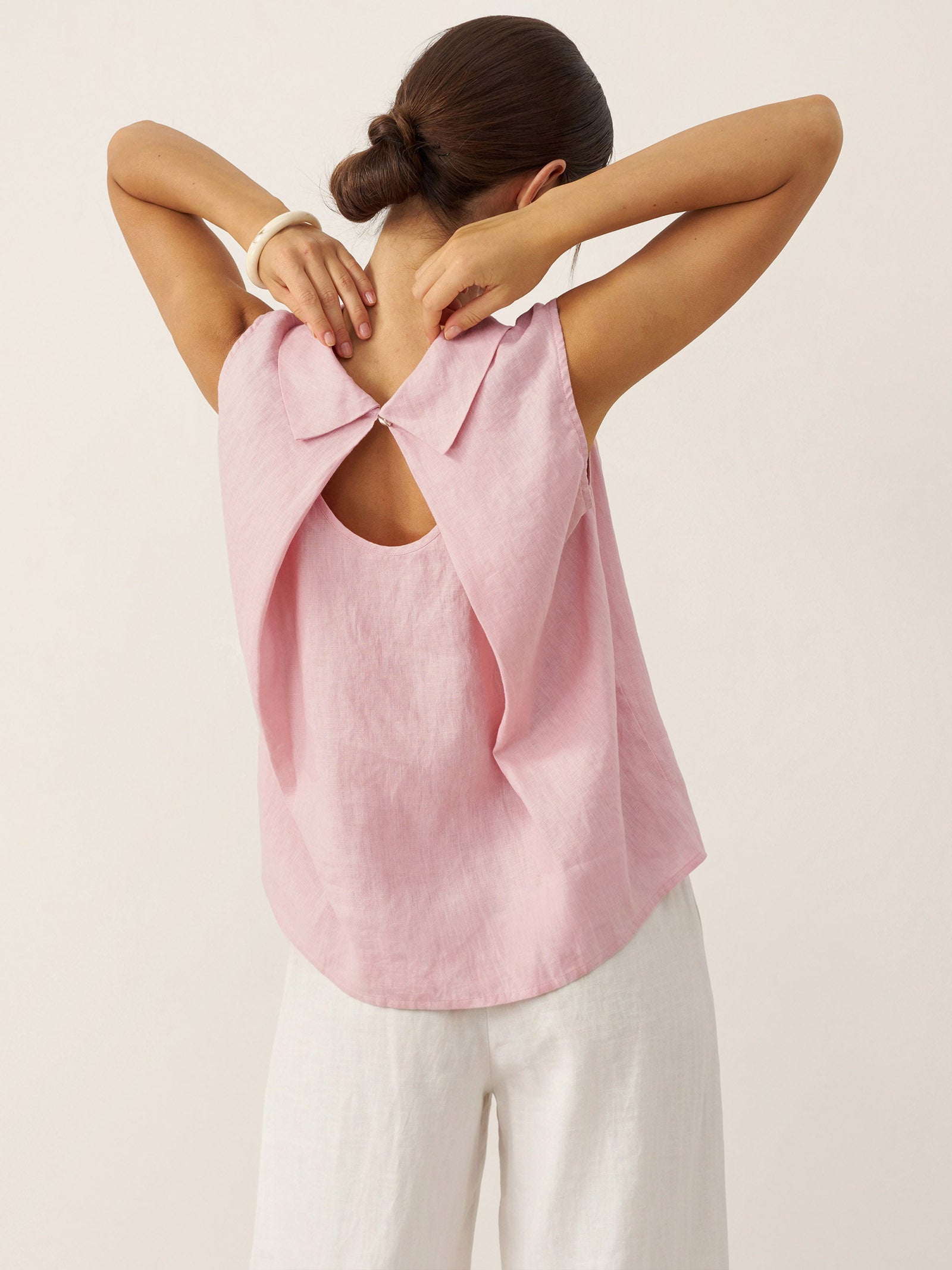 100% Linen Structured Collar Sleeveless Blouse BLAIR by LINTICO