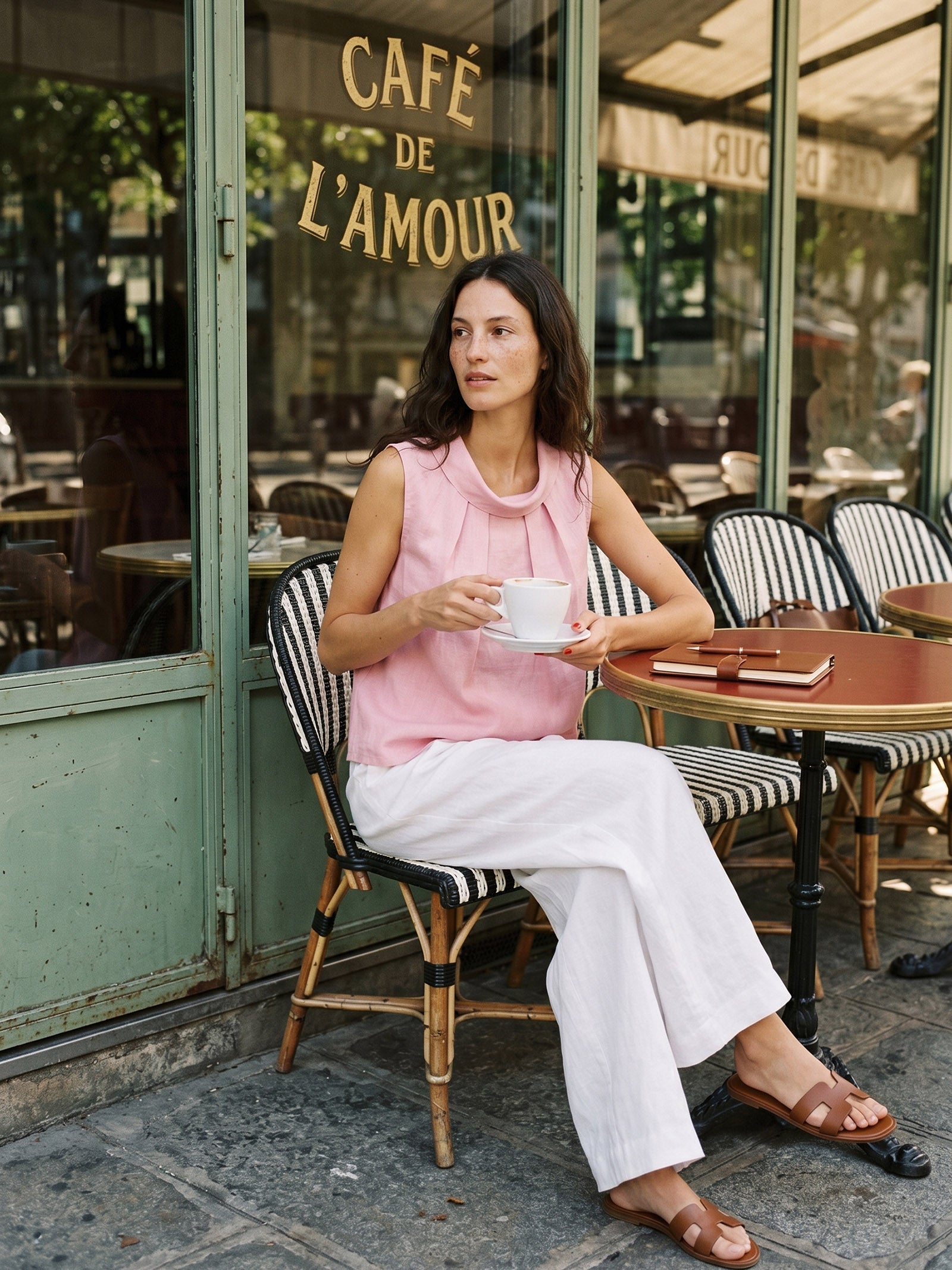 100% Linen Structured Collar Sleeveless Blouse BLAIR by LINTICO