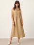 100% Linen Sleeveless Tie-Neck Pintucked Midi Dress MILLICENT by LINTICO