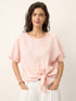 100% Linen Tie Front Drop Shoulder Top PAULA by LINTICO