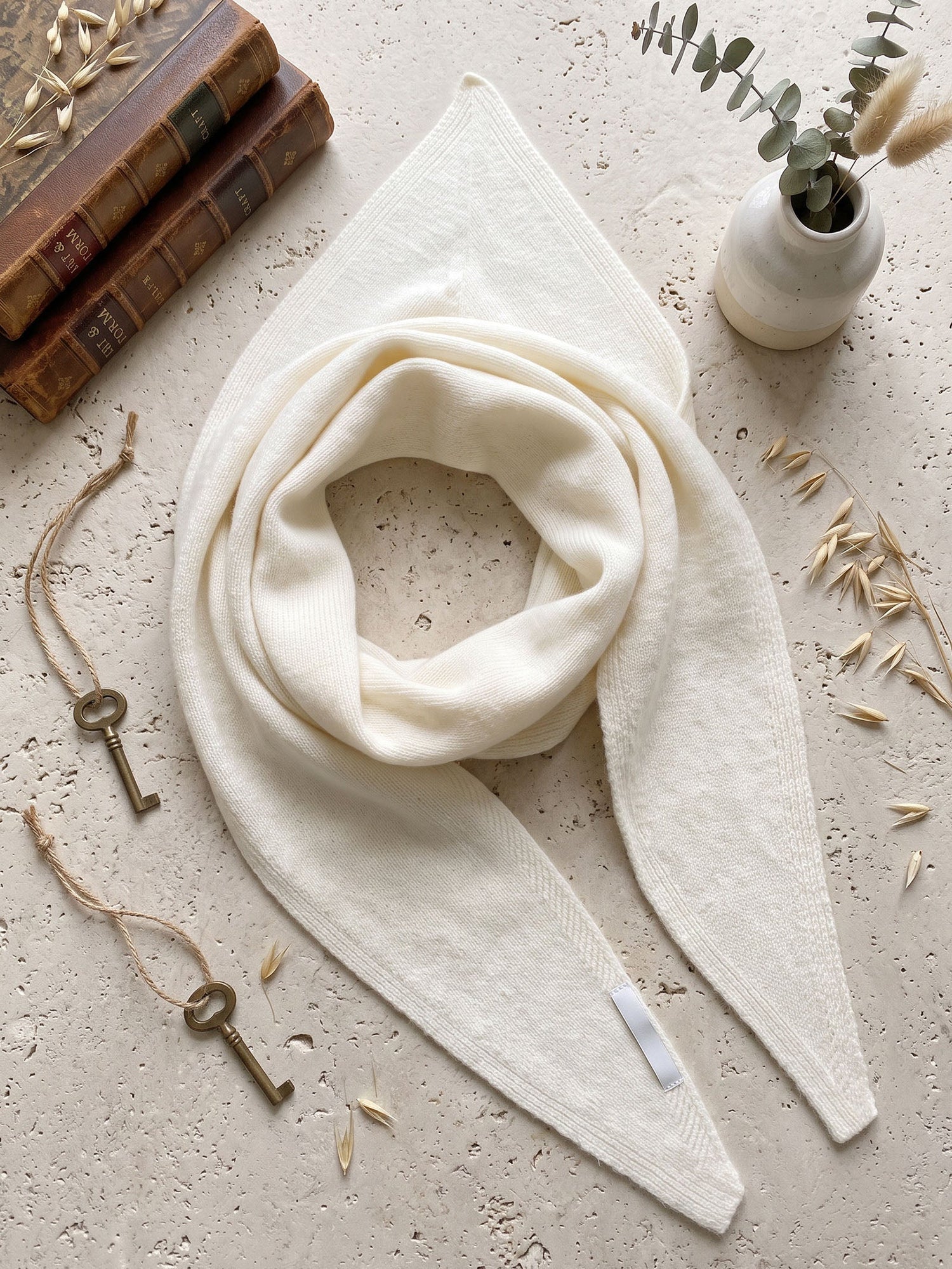 100% Merino Wool Knitted Triangle Scarf  DestGlow