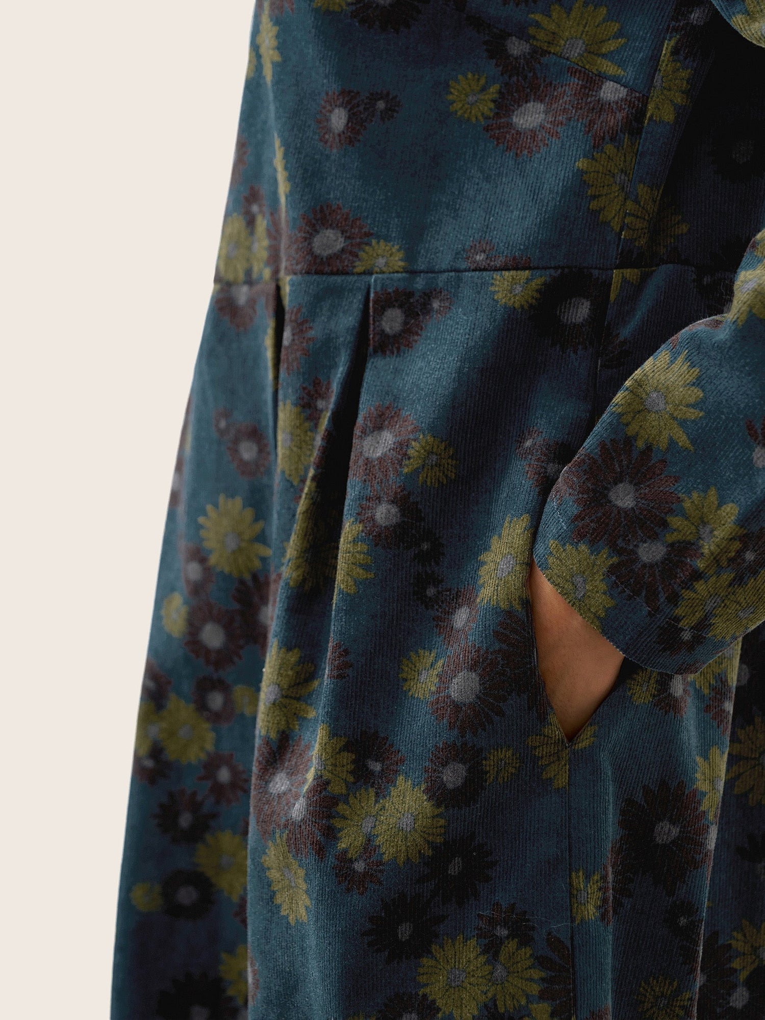 100% Organic Cotton Ruched Print Boat Neck Midi Dress CRESSIDA  DestGlow