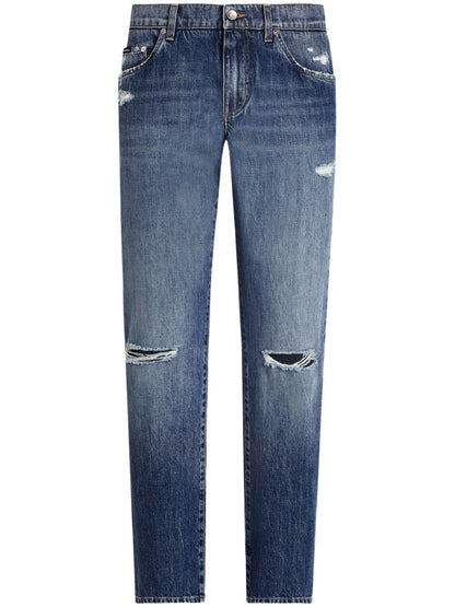 Dolce &amp; Gabbana Men Classic Cotton Jeans With Tag With Abrasions by Luosophy