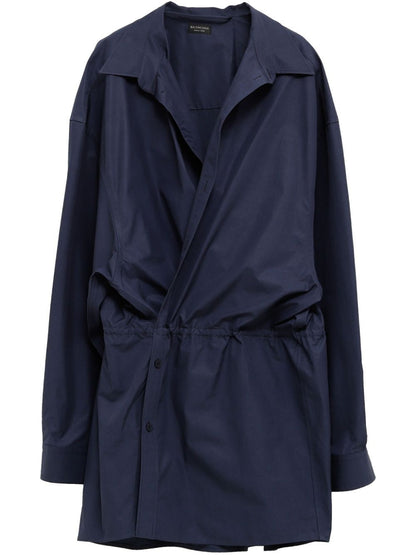 Balenciaga Women Elasticated Waistband Cotton Shirt Mini Dress by Luosophy