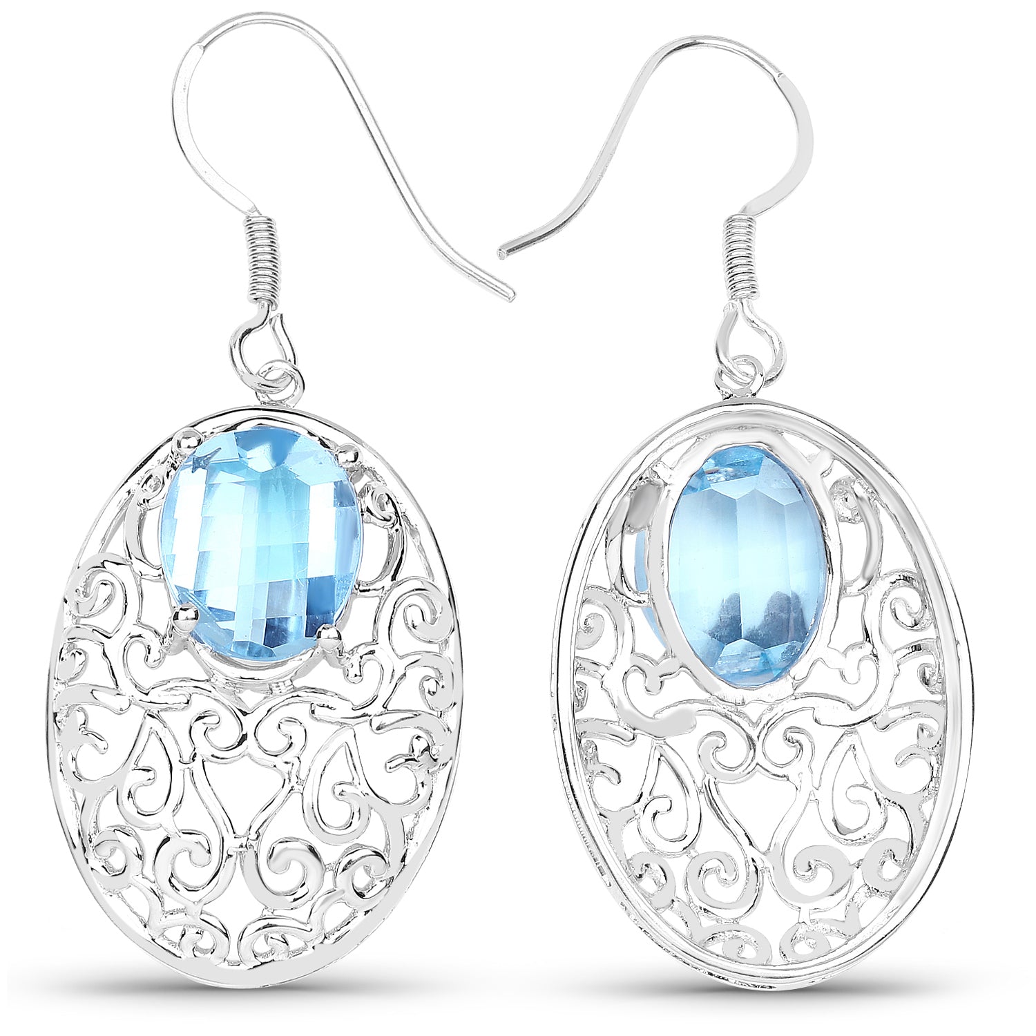 10.72 Carat Genuine Blue Topaz .925 Sterling Silver Earrings by Bids.com