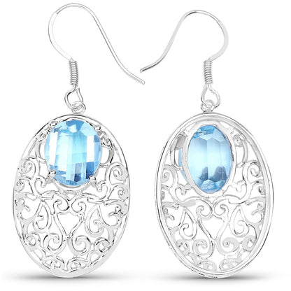 10.72 Carat Genuine Blue Topaz .925 Sterling Silver Earrings by Bids.com