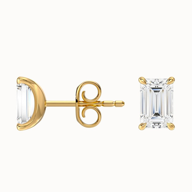 Emerald Cut Moissanite Stud Diamond Earrings  DestGlow