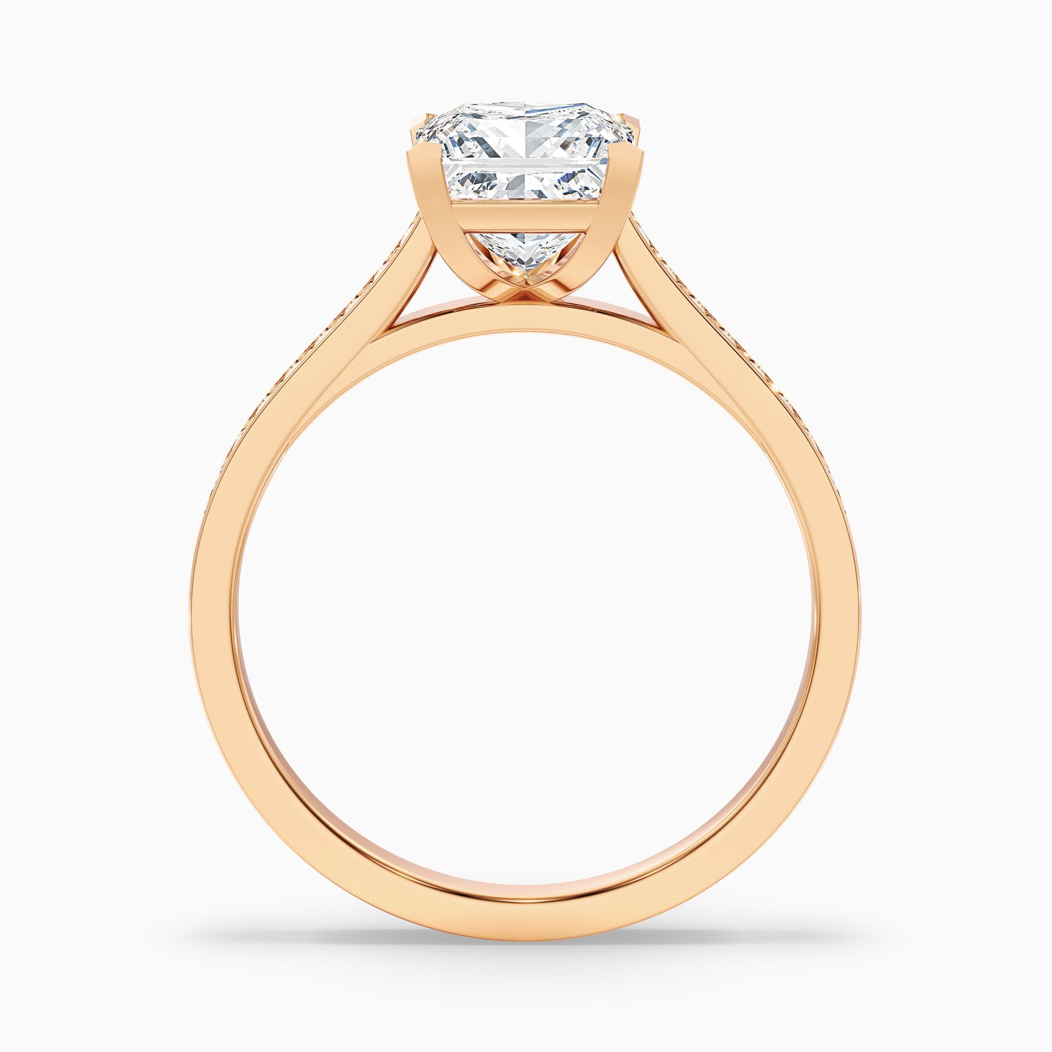 Pearl 2 Carat Princess Cut Side Stone Pave Lab Grown Diamond Ring in Platinum