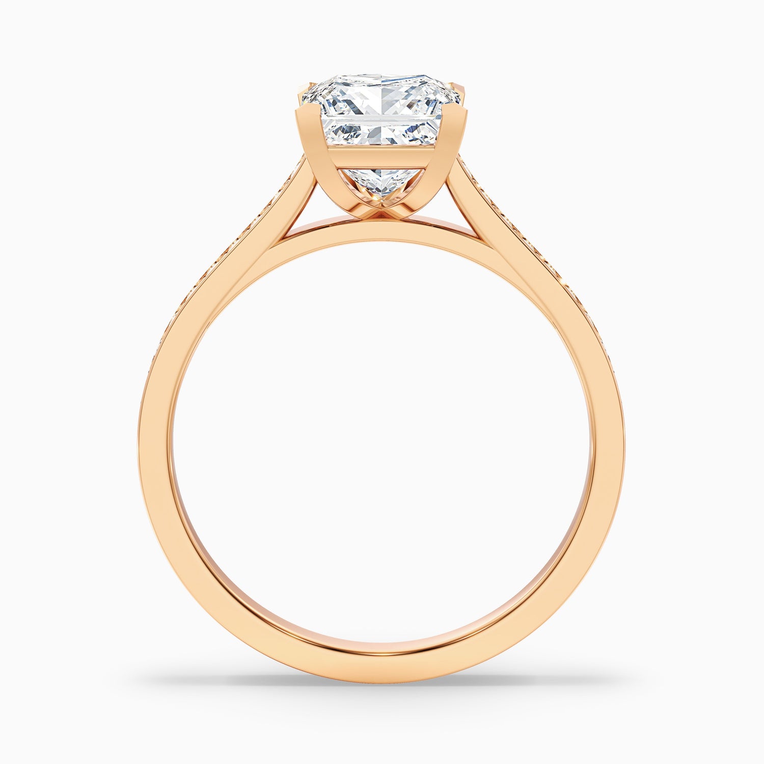 Ava 4.5 Carat Princess Cut Side Stone Pave Moissanite Engagement Ring in 925 Sterling Silver