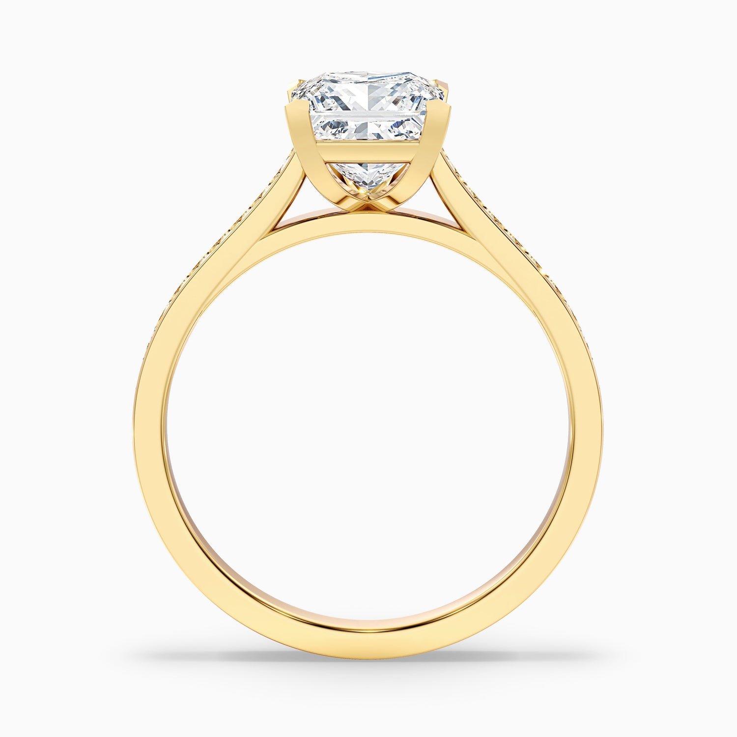 Pearl 4 Carat Princess Cut Side Stone Pave Lab Grown Diamond Ring in 10k Rose Gold