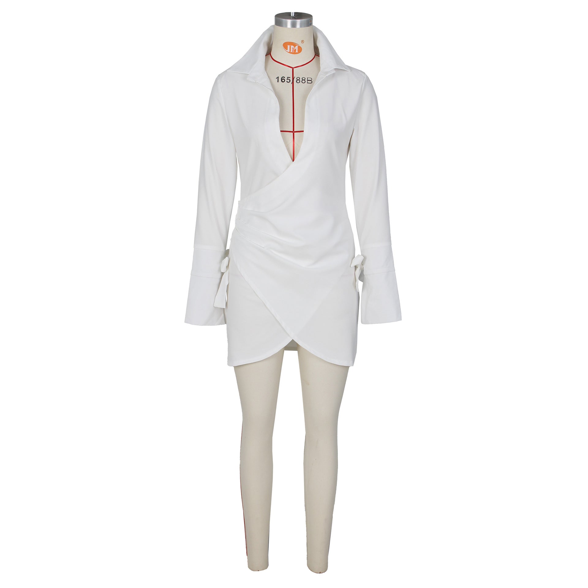 Fall Wome Clothing Sexy Pleated Criss Cross Shirt Dress Women Clothing by Ragazza