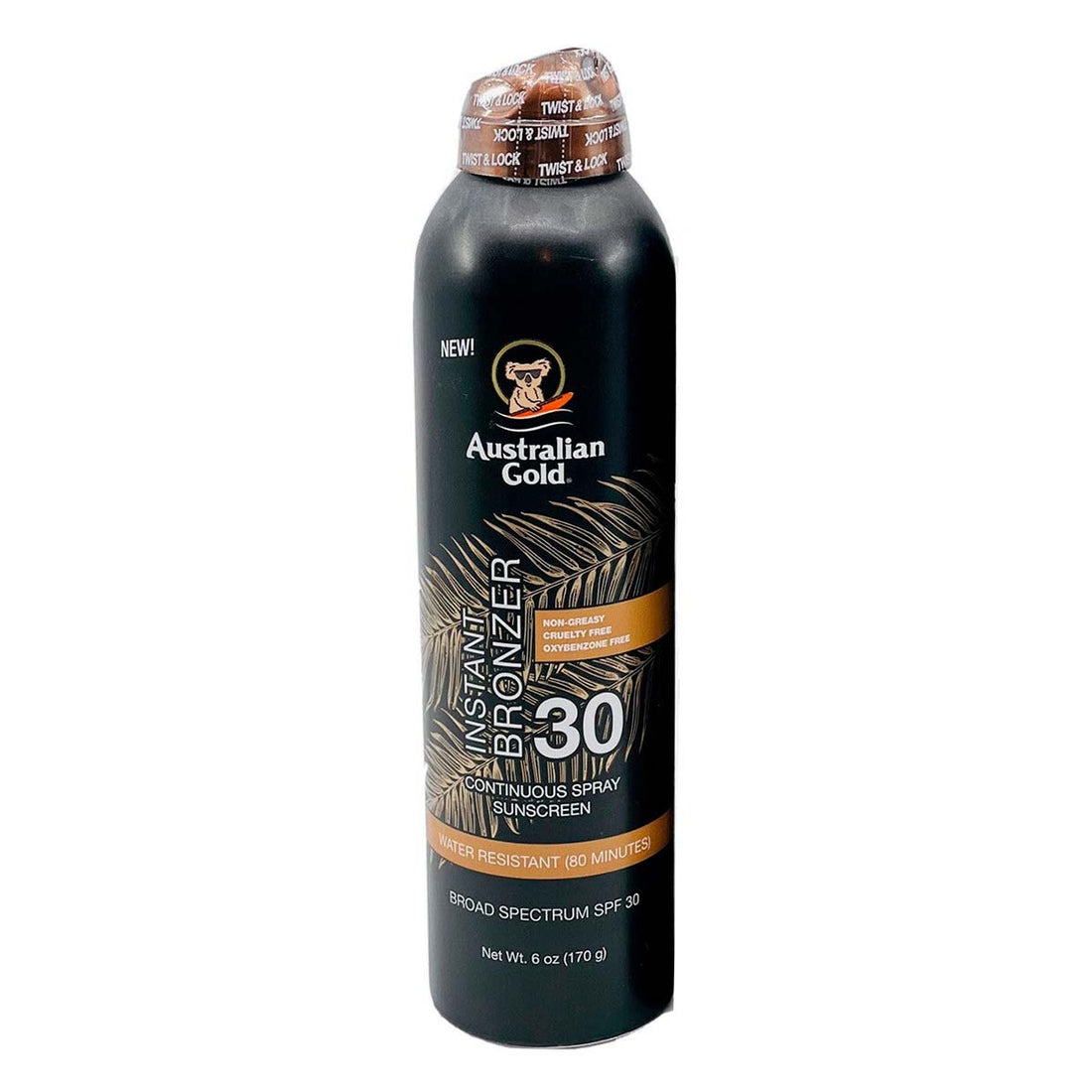 Australian Gold Broad Spectrum SPF 30 Instant Bronzer Sunscreen Continuous Spray 6 Oz by Pasteur Pharmacy